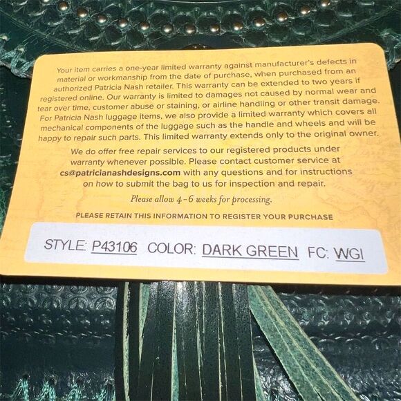 Patricia Nash Beaumont Dark Green Crossbody Bag Flap Tassel - Picture 15 of 15